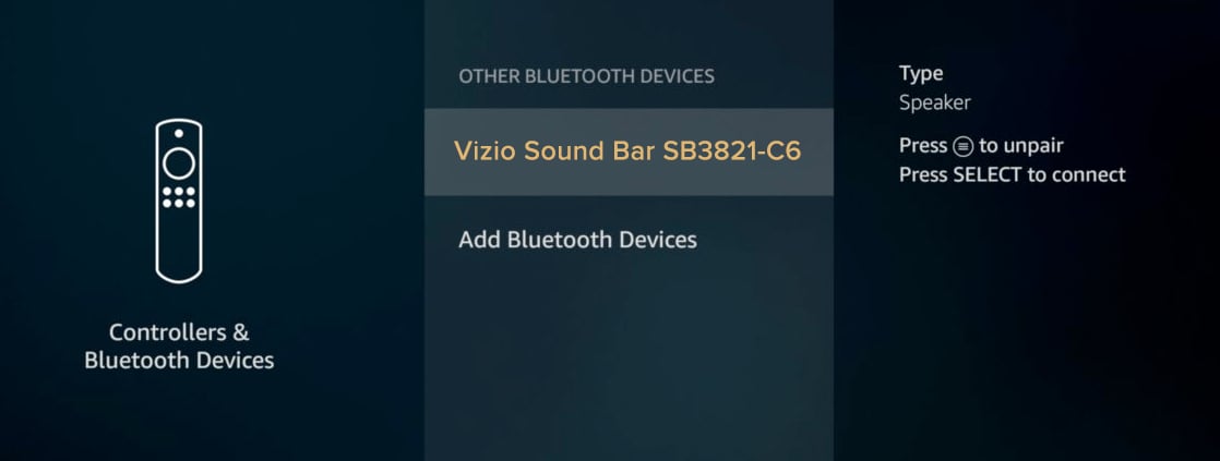 firestick bluetooth menu